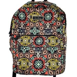 Vera Bradley Sierra Campus Nylon Multi Zip Pocket Backpack Bag Paisley Large